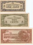 BANK.1,10,50 CENT (JAPONSKA OKUP.BR.MALAJA)1942.aUNC/UNC