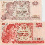 BANKOVEC 10-aUNC,100-XF++ RUPIAH P105,P108a (INDONEZIJA) 1968