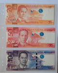 Filipini 20, 50 in 100 piso 2010 UNC /AU UNC, vse cene napisane spodaj