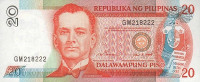 FILIPINI 20 Piso 1997 UNC P182b črne številke