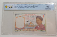 Francoska Indokina 1 Piastre 1953 PCGS 63