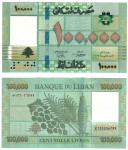 LIBANON 100.000 livres 2023 UNC
