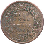 LaZooRo: Britanska Indija 1/2 Anna 1862 F