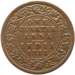 LaZooRo: Britanska Indija 1/4 Anna 1874 VF