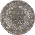 LaZooRo: Britanska Indija 1 Rupee 1840 XF / UNC - srebro