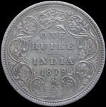 LaZooRo: Britanska Indija 1 Rupee 1879 XF / UNC - srebro