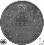 LaZooRo: Britanska Indija 1 Rupee 1903 VF/XF - Srebro