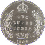 LaZooRo: Britanska Indija 1 Rupee  1909 XF / UNC - srebro