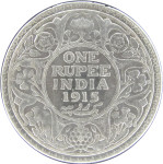 LaZooRo: Britanska Indija 1 Rupee 1915 XF poškodovan rob - Srebro