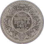 LaZooRo: Britanska Indija 1 Rupee 1917 XF/UNC - srebro