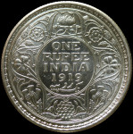 LaZooRo: Britanska Indija 1 Rupee 1919 UNC - srebro