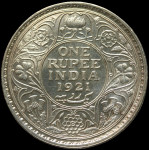 LaZooRo: Britanska Indija 1 Rupee 1921 UNC - Srebro
