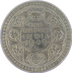 LaZooRo: Britanska Indija 1 Rupee 1942 XF / UNC - srebro