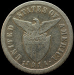 LaZooRo: Filipini 10 Centavos 1914 F / VF - srebro