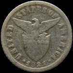 LaZooRo: Filipini 10 Centavos 1921 F / VF - srebro