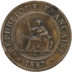 LaZooRo: Francoska Indokina 1 Cent 1887 VF / XF