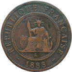 LaZooRo: Francoska Indokina 1 Cent 1888 VF / XF
