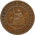 LaZooRo: Francoska Indokina 1 Cent 1889 VF / XF