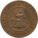 LaZooRo: Francoska Indokina 1 Cent 1893 VF / XF