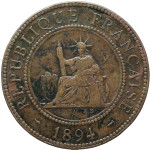 LaZooRo: Francoska Indokina 1 Cent 1894 VF / XF redkejši