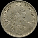 LaZooRo: Francoska Indokina 1 Piastre 1947 XF