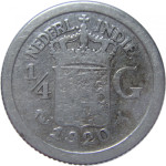 LaZooRo: Nizozemska vzhodna Indija 1/4 Gulden 1920 F - Srebro