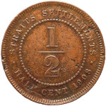 LaZooRo: Straits Settlements 1/2 Cent 1908 F