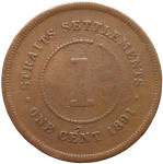 LaZooRo: Straits Settlements 1 Cent 1891 F