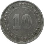 LaZooRo: Straits Settlements 10 Cents 1884 VF - Srebro