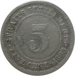 LaZooRo: Straits Settlements 5 Cents 1893 VF - Srebro