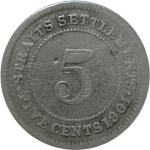 LaZooRo: Straits Settlements 5 Cents 1901 F/VF - Srebro