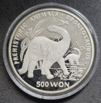 SEVERNA KOREJA - srebrnik 1oz 500 won 1993 proof - BRONTOSAURUS