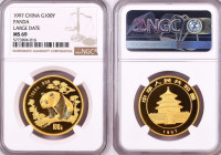 Zlatnik 100 Yuan 1997 Panda Large Date NGC MS 69