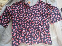 Nosečniška bluza-poletna, temnomodra z rdečimi vzorci, vel.M