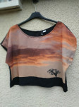 H&M NOV ČRNO ORANŽEN CROP TOP UNI