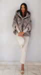 Kratka siva bunda s kapuco vel. UNI