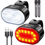 Set močnih aku. LED kolesarskih svetilk USB vodoodpornih črnih
