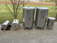 INOX sodi za vino, 2x 330L, 2x 50L, 1x 30L