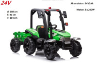 Zelen otroški traktor BLT-206 na akumulator 24V7Ah, 400W