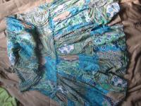 Dolga poletna obleka-turkizna z vzorci,AMISU, VEL.S-M