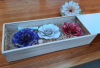 Leseno cvetje, lesene rože, PAKET (primerno za darilo)