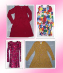 Kot nove 134/140: 4x dekliška obleka z dolgimi rokavi, 6-8 let