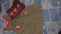 Dekliška oblekica-jesenska, karirasta+ majica z mucko, vel 128