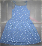 Svetlo modra bombažna oblekica s pikami C&A 134 /140, 8-10 let