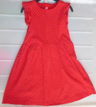 H&M poletna dekliška obleka rdeča, bele pike št. 122/128, 6-8 let