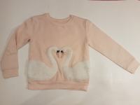 Dekliški roza pulover z dvema labodoma 134/140 (C&A)
