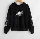 Pulover s kapuco, črn, vel. 9-10 let (134-140 cm)