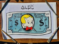 Alec Monopoly Richie Rich akril na platnu