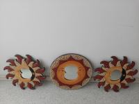 KVALITETNO OGLEDALO V LESENEM OKVIRJU,LUNA IN SONCE,3 KRAT