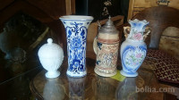 Porcelanasti vazi,pivovski vrč in šatulja